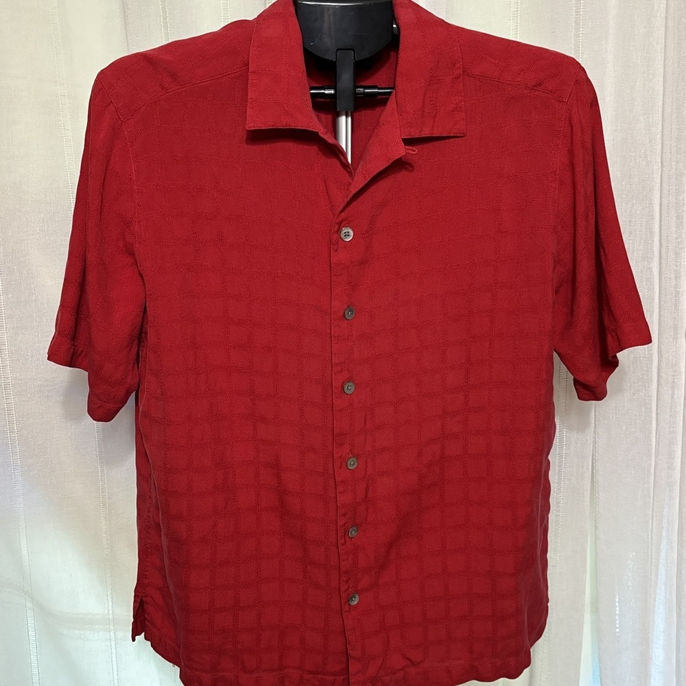 JOHN ASHFORD Vintage Shirt Men M Red 100% Silk Check Relaxed Retro 70s 90s‎ Y2K